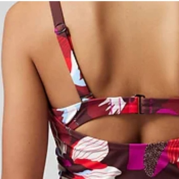 Athleta Square Neck Size 34D/DD Hero Bloom Decadent Chocolate Tankini Top - Picture 4 of 9